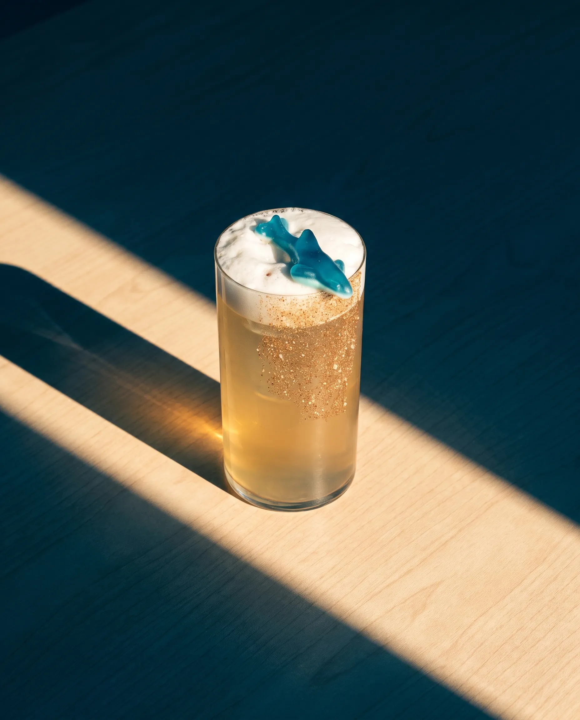 Surfin' U.S.A. in tumbler alto con squalo di gelatina blu